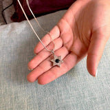 David star silver pendant - Onyx stone-Chen Winkler Jewelry Artist-45,50,55,silver