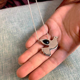 Dove silver Pendant - Onyx stone-Agat Art Design LTD-45,50,55,silver,vermeil
