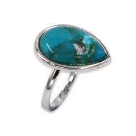 Teardrop silver ring - Turquoise stone-Agat Art Design LTD-silver,Turquoise