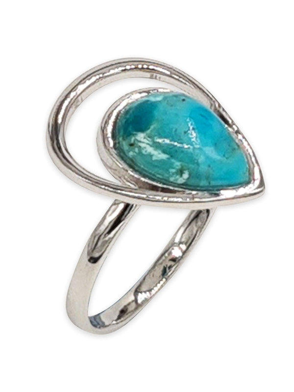 Teardrop silver ring Turquoise stone
