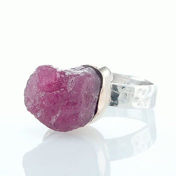Two tone ring - raw Ruby