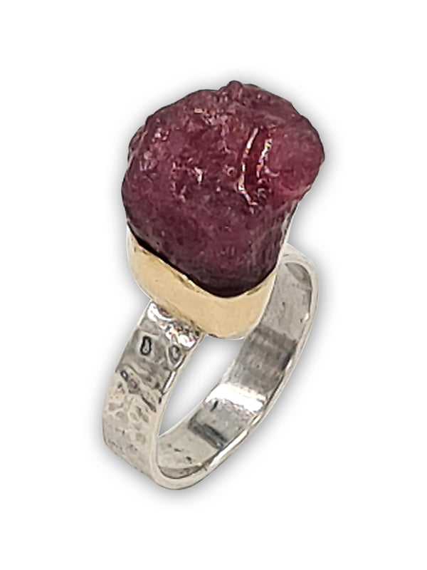 Two tone ring - raw Ruby
