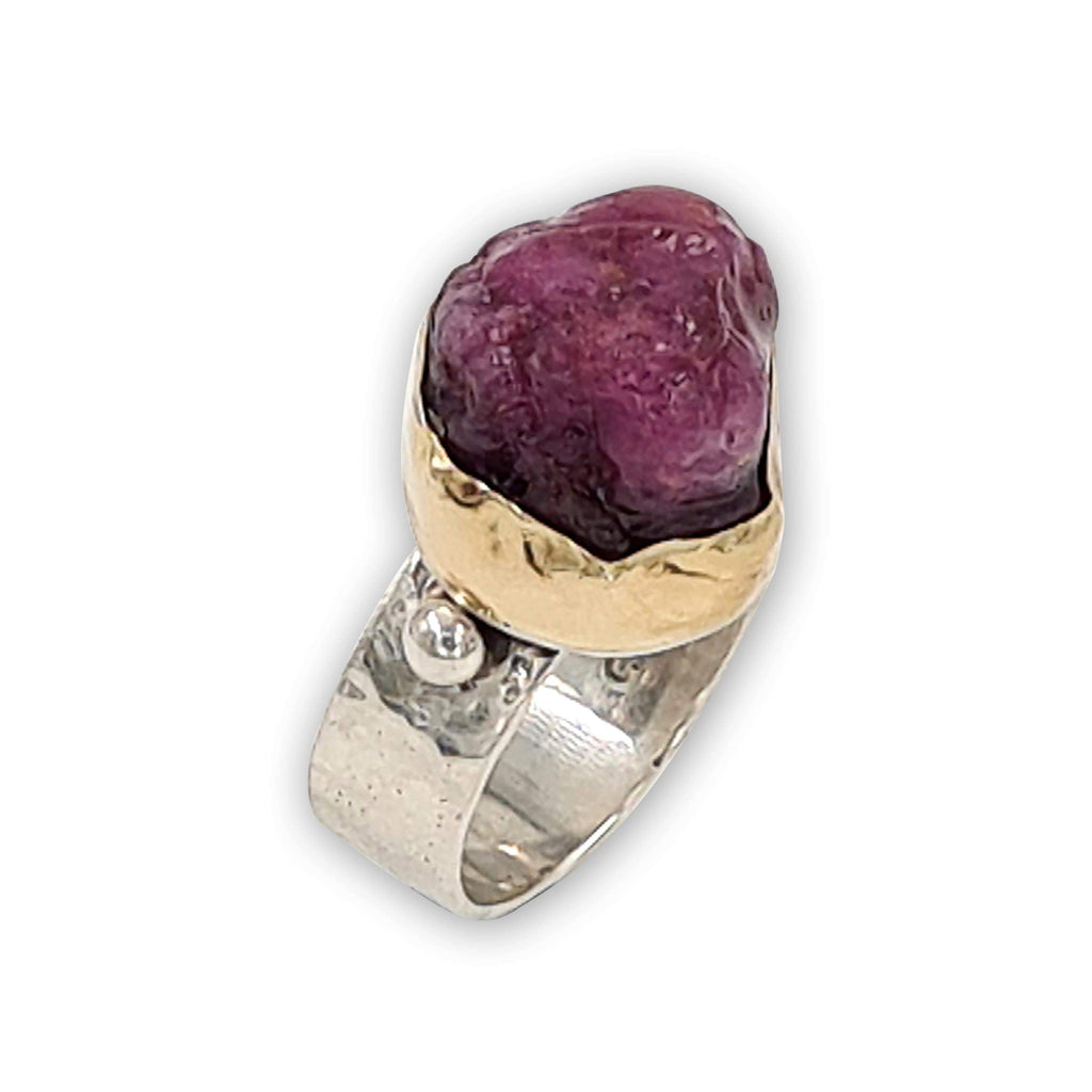 Two tone ring - raw Ruby