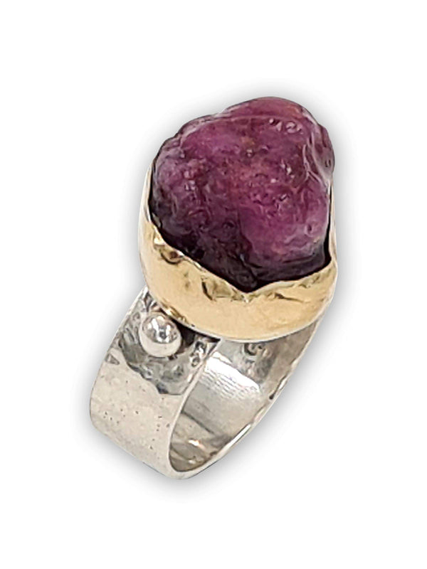 Two tone ring - raw Ruby