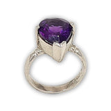 Amethyst dainty silver ring
