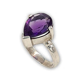Amethyst dainty silver ring