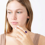 Amethyst dainty silver ring-Agat Art Design LTD-silver,STONE,woman ring