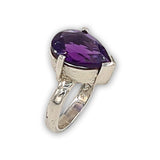 Amethyst dainty silver ring