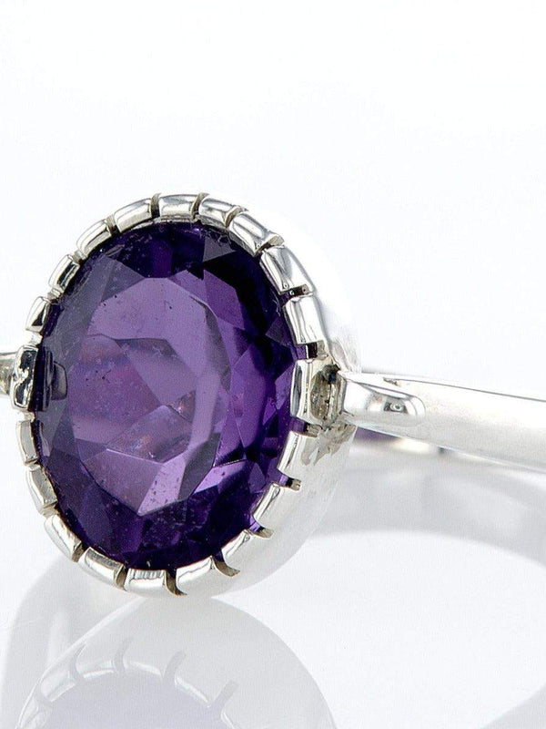 Amethyst dainty silver ring