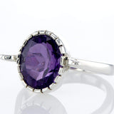 Amethyst dainty silver ring