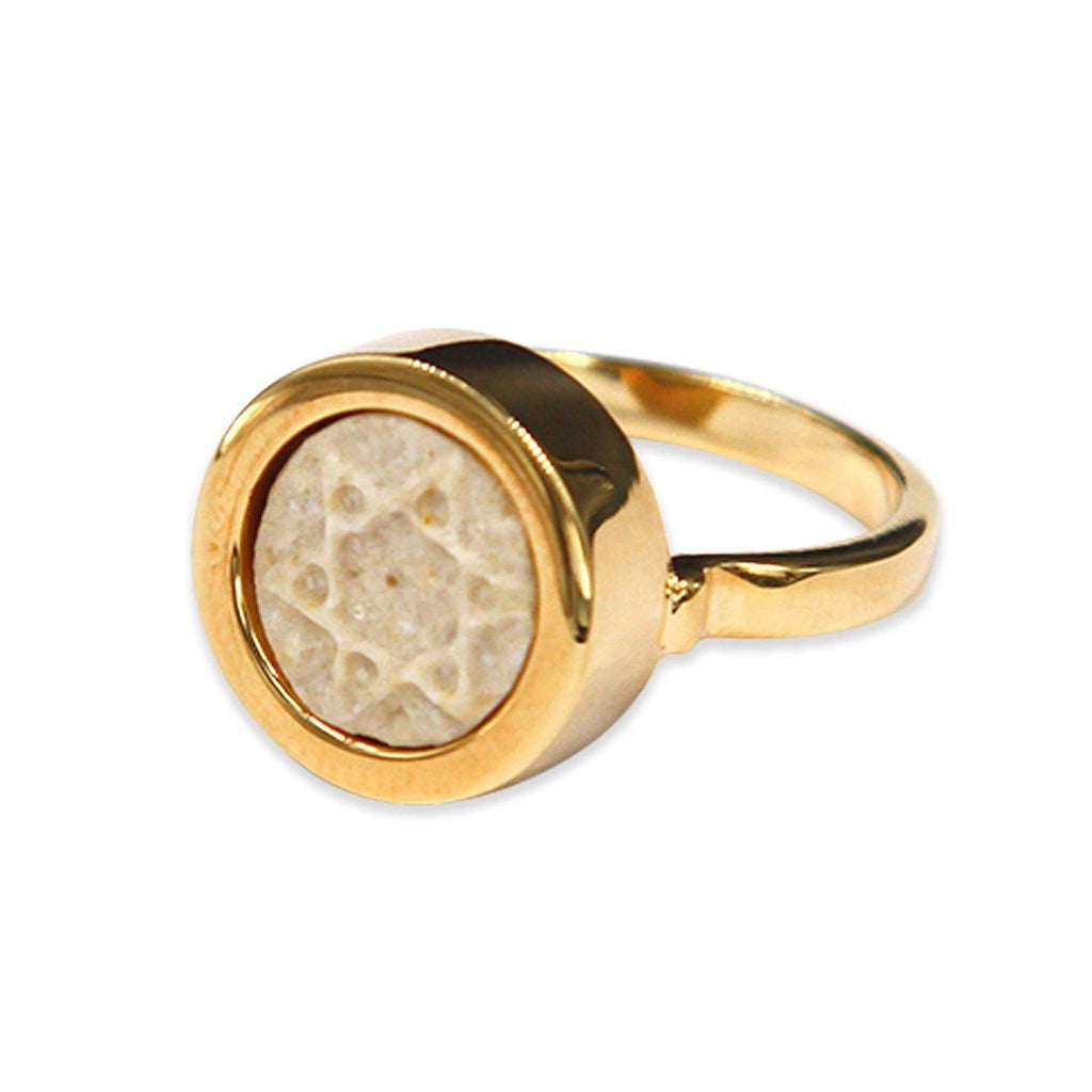 David star 14K vermeil ring – Gold Jerusalem stone