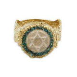 David star silver ring - Gold Jerusalem stone and Turquoise