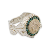 David star silver ring - Gold Jerusalem stone and Turquoise