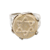 David star silver ring –Gold Jerusalem stone