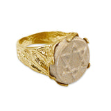 David star silver ring –Gold Jerusalem stone