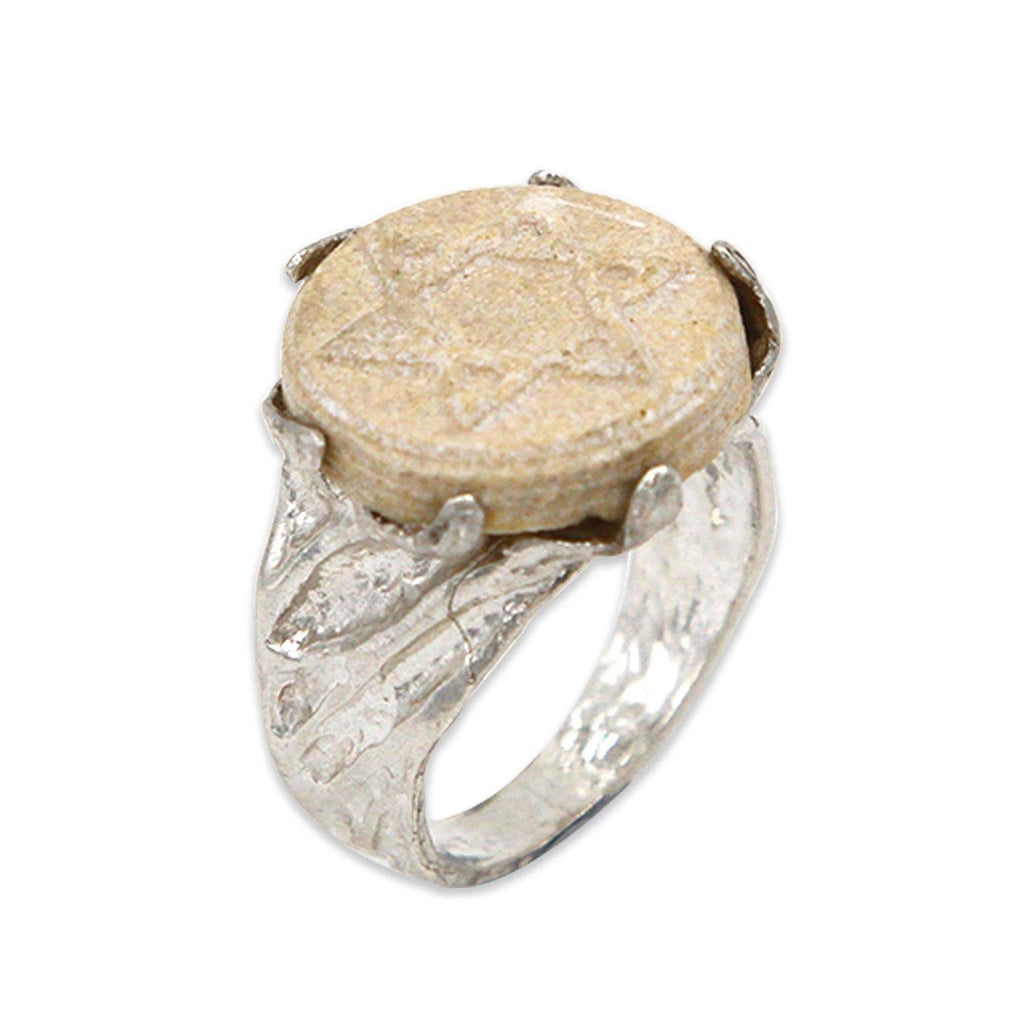 David star silver ring –Gold Jerusalem stone