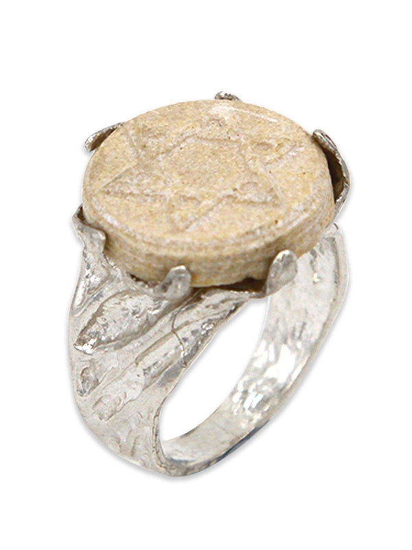 David star silver ring –Gold Jerusalem stone