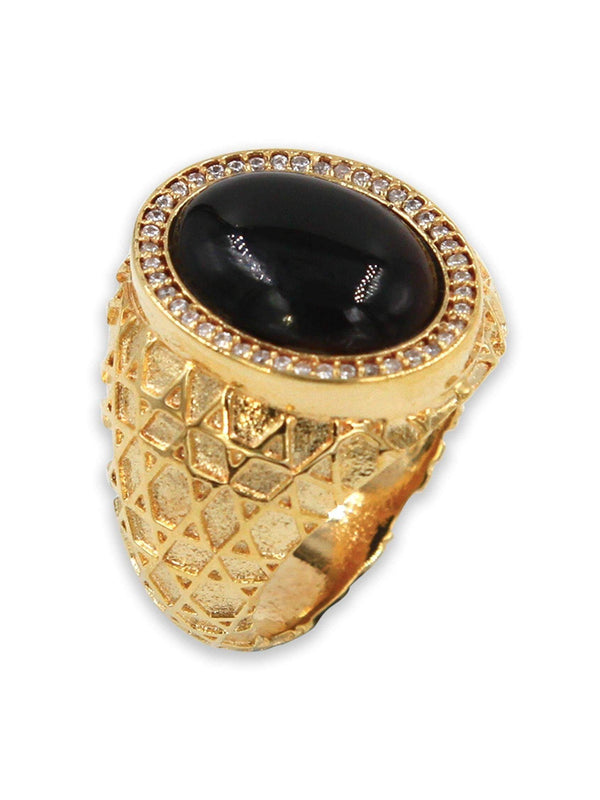 David star silver ring - Onyx stone