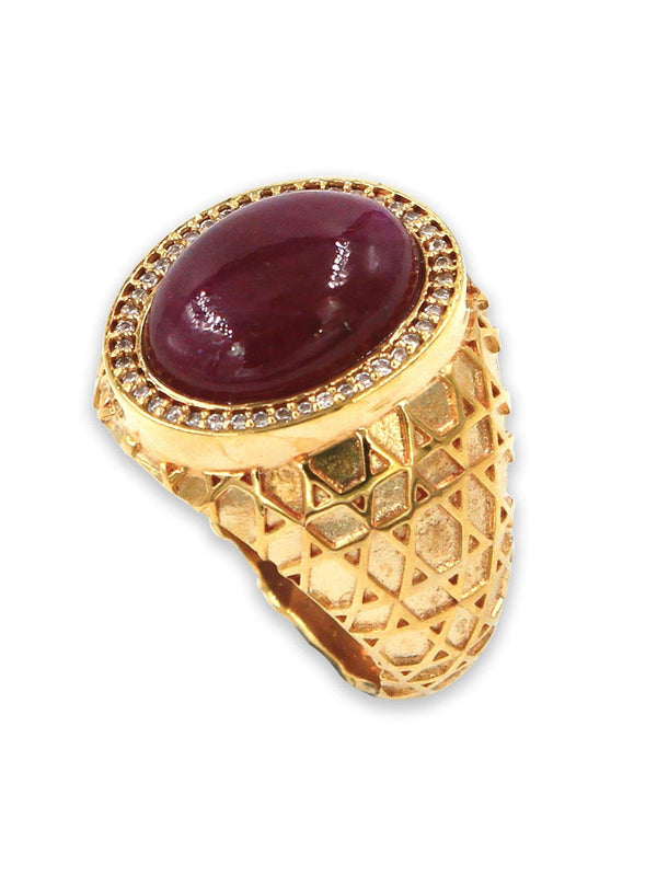 David star silver ring - Onyx stone