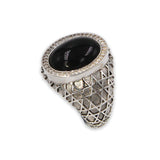 David star silver ring - Onyx stone