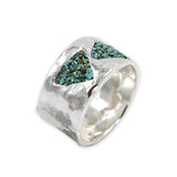 Hammered silver ring - Turquoise stone-Agat Art Design LTD-silver,vermeil