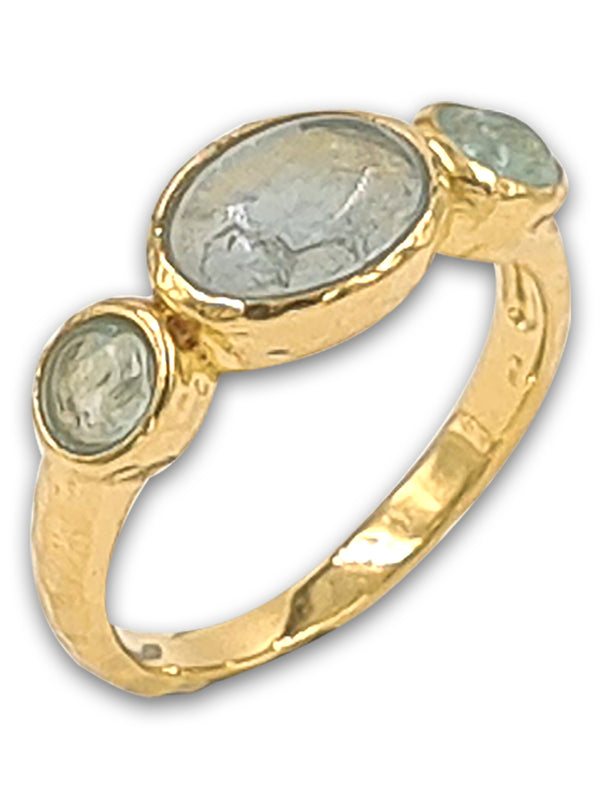 14 Karat gold plated ring with Flourite