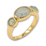 14 Karat gold plated ring with Flourite