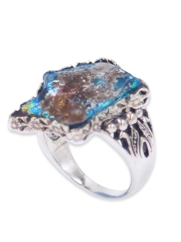 Multi color Roman Glass 925 silver ring