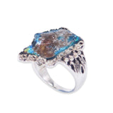 Multi color Roman Glass 925 silver ring
