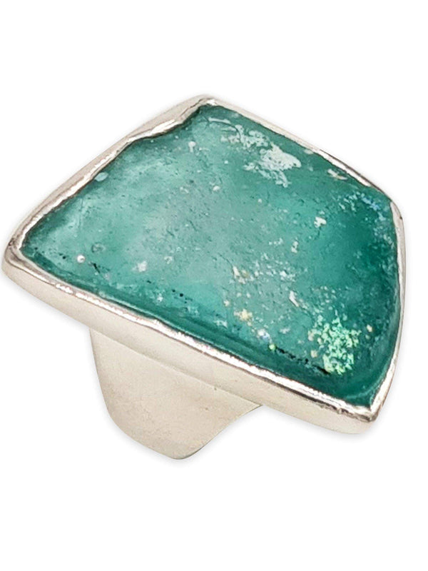925 sterling silver Artisan Ring Roman Glass