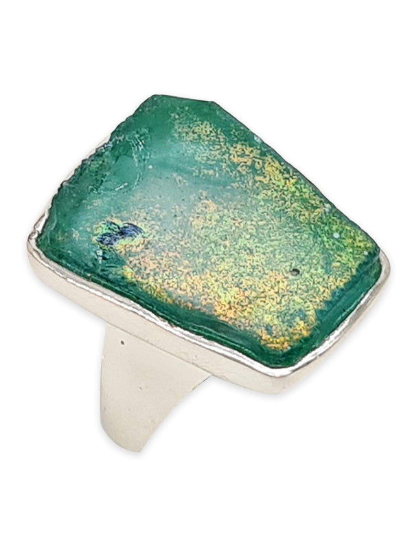 925 sterling silver Artisan Ring Roman Glass