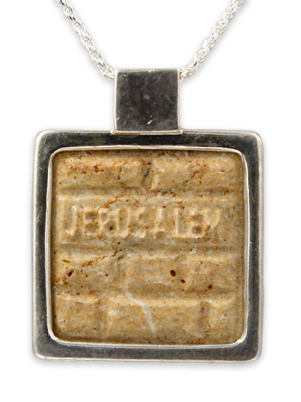Western Wall silver pendant - Gold Jerusalem Stone