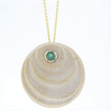 Wave14K Gold pendant - Gold Jerusalem Stone set with Emerald-Agat Art Design LTD-45,50,55,gold