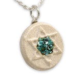 David star silver pendant with Gold Jerusalem Stone and Turquoise