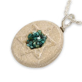 David star silver pendant with Gold Jerusalem Stone and Turquoise