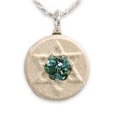 David star silver pendant with Gold Jerusalem Stone and Turquoise