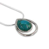 Drop shape silver pendant -Turquoise