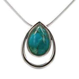 Drop shape silver pendant -Turquoise