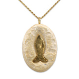 Fish silver pendant - Gold Jerusalem stone