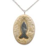 Fish silver pendant - Gold Jerusalem stone