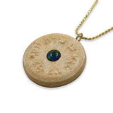 Ben Porat Yosef 14k vermeil  pendant -  Gold Jerusalem Stone set with Azorite