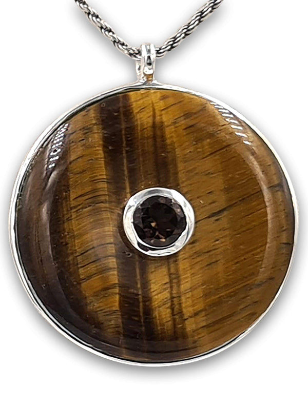 Tiger eye with Smoky stone pendant