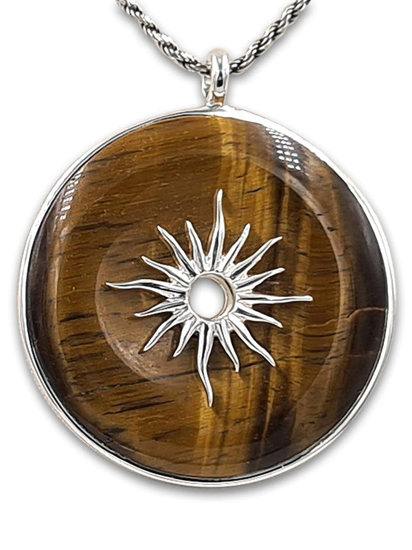 Tiger eye sun pendant
