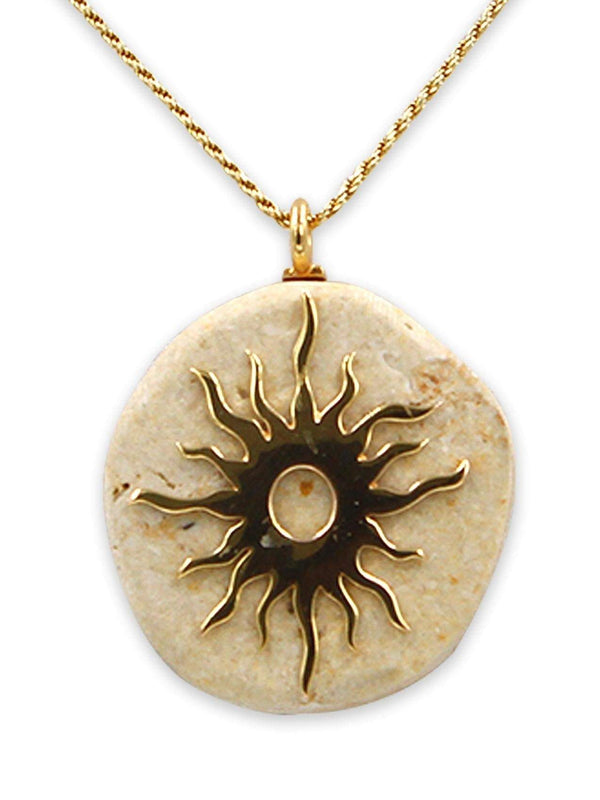 Sunrise 14K vermeil pendant- Gold Jerusalem Stone