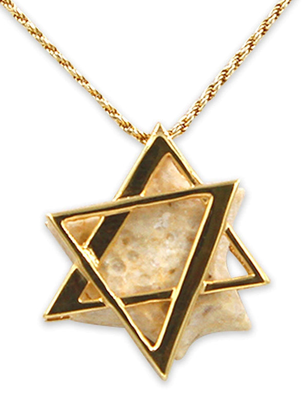 David star 14K Vermeil pendant -  Gold Jerusalem Stone