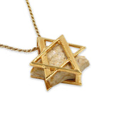 David star 14K Vermeil pendant -  Gold Jerusalem Stone