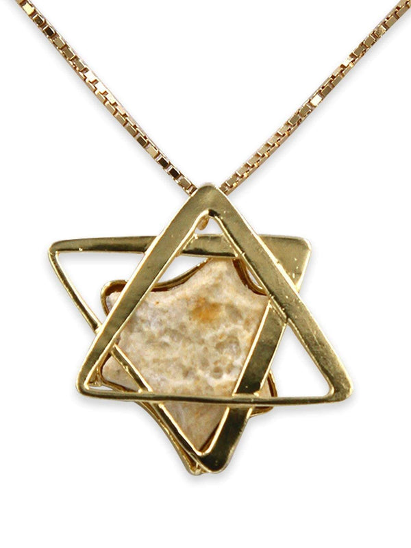 David star silver pendant - Volcanic stone