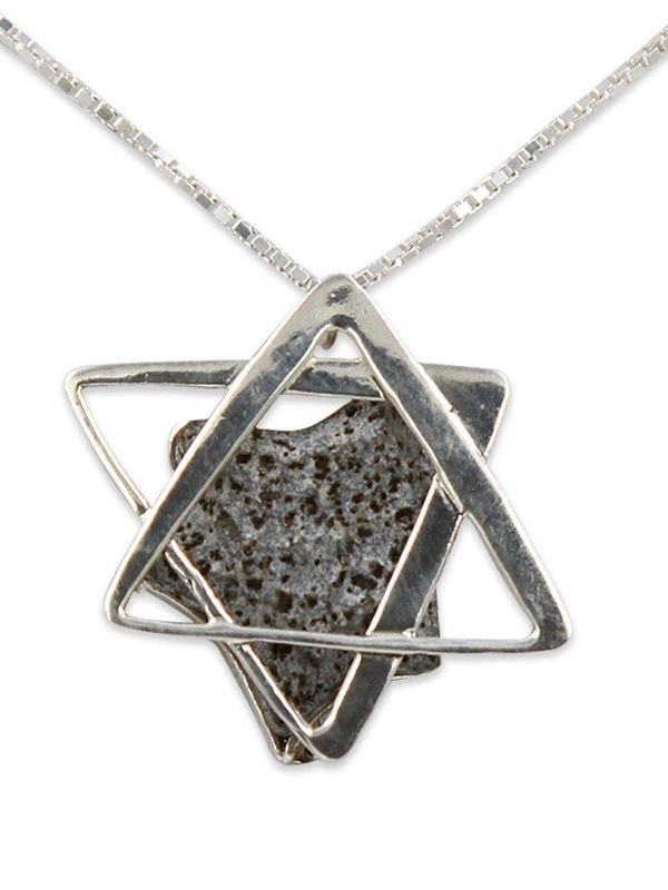 David star silver pendant - Volcanic stone