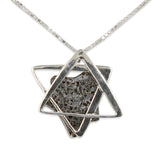 David star silver pendant - Volcanic stone