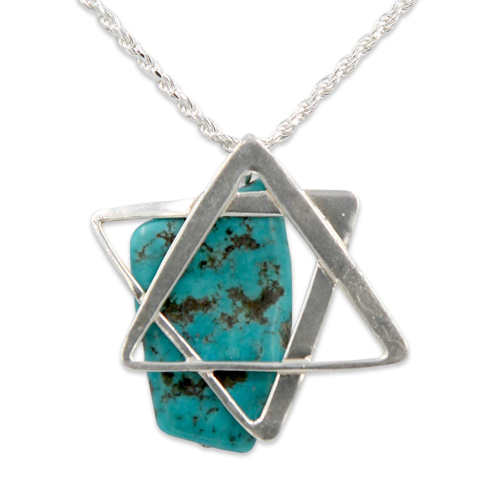 David star silver pendant - Turquoise stone